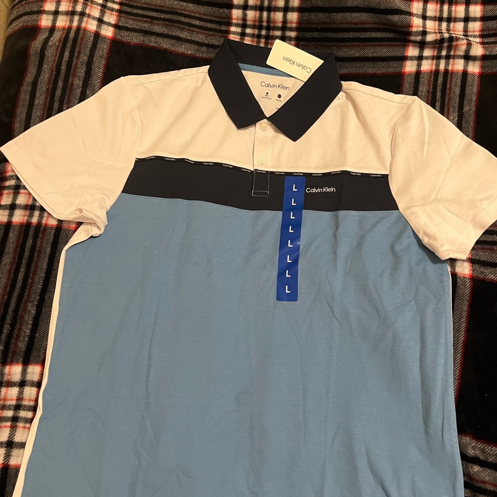 Calvin Klein Men's Polo in Blue and White